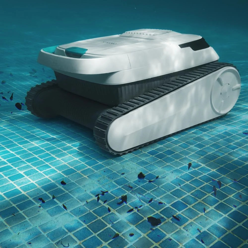 Robô Limpa-piscinas Cecotec para Fundos, Paredes e Linha de Água Conga Pooldroid 5000 TotalClean Pearl. Superfícies 100m2, Inclinação Máx 90º, Limpeza Ordenada, Autonomia 100min, Capacidade 4L