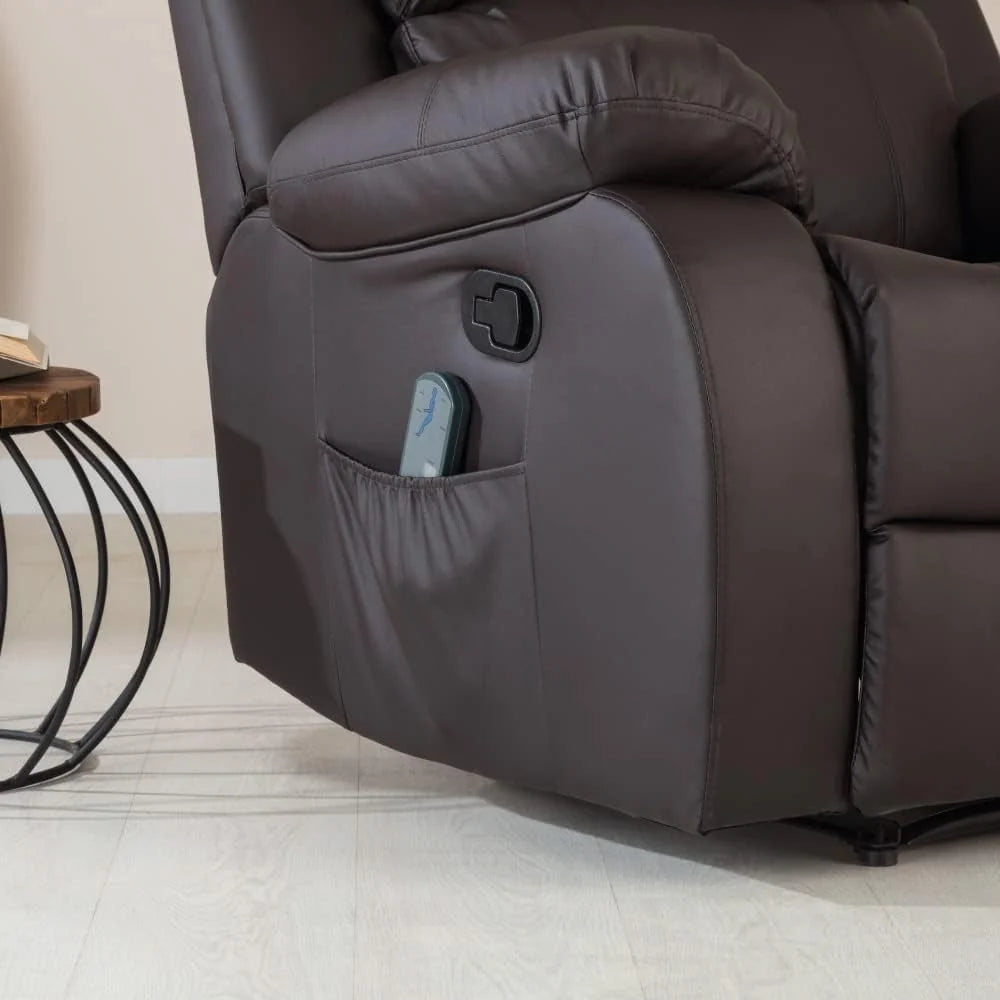 Don Descanso - Poltrona de Massagem Relaxante com Aquecimento Trevi Preta Reclinável 160º com 8 Motores Silenciosos, Aquecimento Lombar, Sistema de Massagem em 4 Zonas e Acabamento em PU Anti-Rachaduras [Inclui Controle Remoto]. Ideal para Idosos