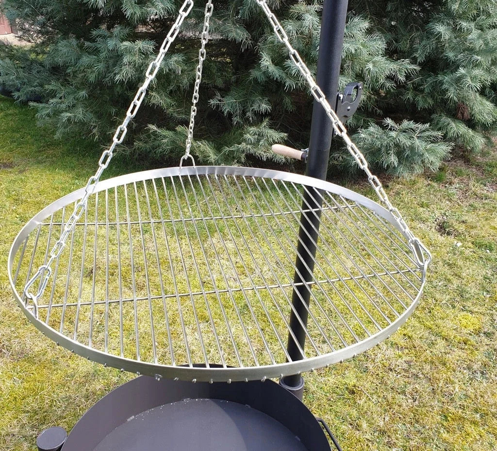Grelhador de jardim guindaste com braço giratório grelha de aço inoxidável braseiro tripé