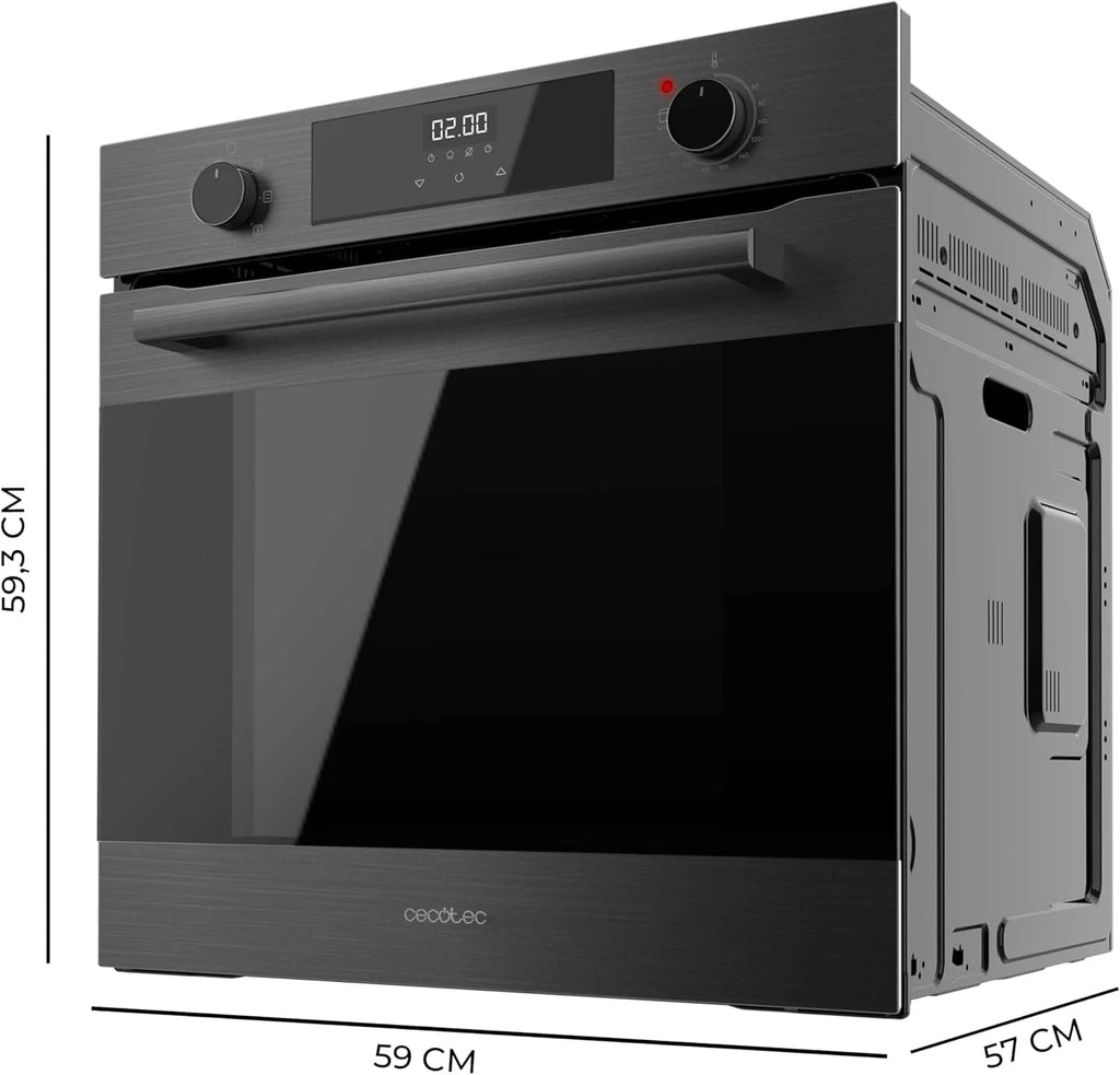 Cecotec Forno Multifunções Integrável 60cm Bolero Hexa M226000 Matt A. 2800W, 72L, 7 Funções, Modo Grelhador, Grelhador com Assistência de Ventilação, Modo Convecção, Descongelar, Steam Base X2, Steam EasyClean, Steam Assist