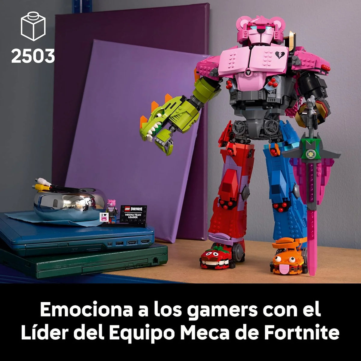 Fortnite Líder da Equipe Mecha - Kit de Modelo para Adultos para Exibição - Figura Articulada com Espada de Brinquedo e Minifigura - Presente de Colecionador para Gamers e Fãs de Videogames 77078