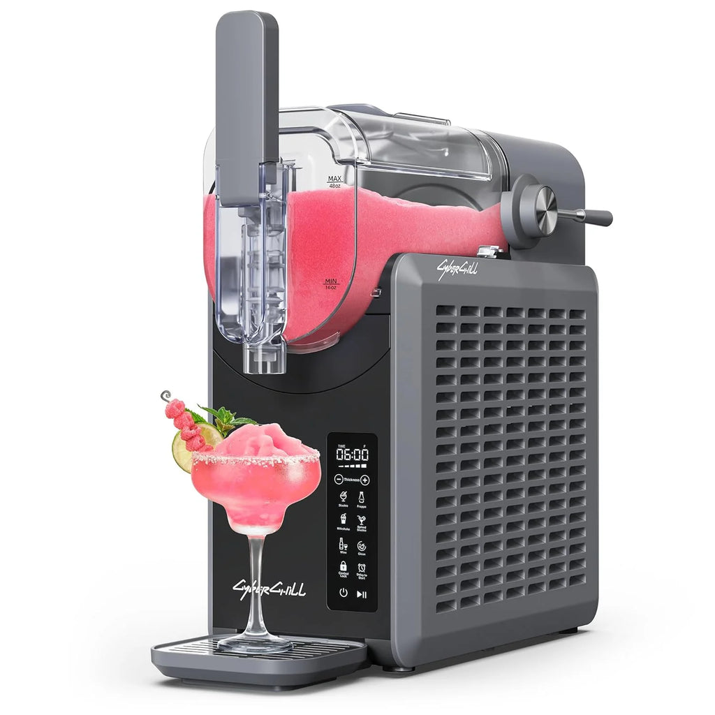 Máquina de Granizado de 2025 com Início Retardado de 24 Horas e Função Manter Frio, Capacidade de 68 oz, Função de Auto-Limpeza, Máquina de Bebidas Geladas com 5 Programas Pré-Definidos, Margaritas Congeladas, Smoothies e Mais