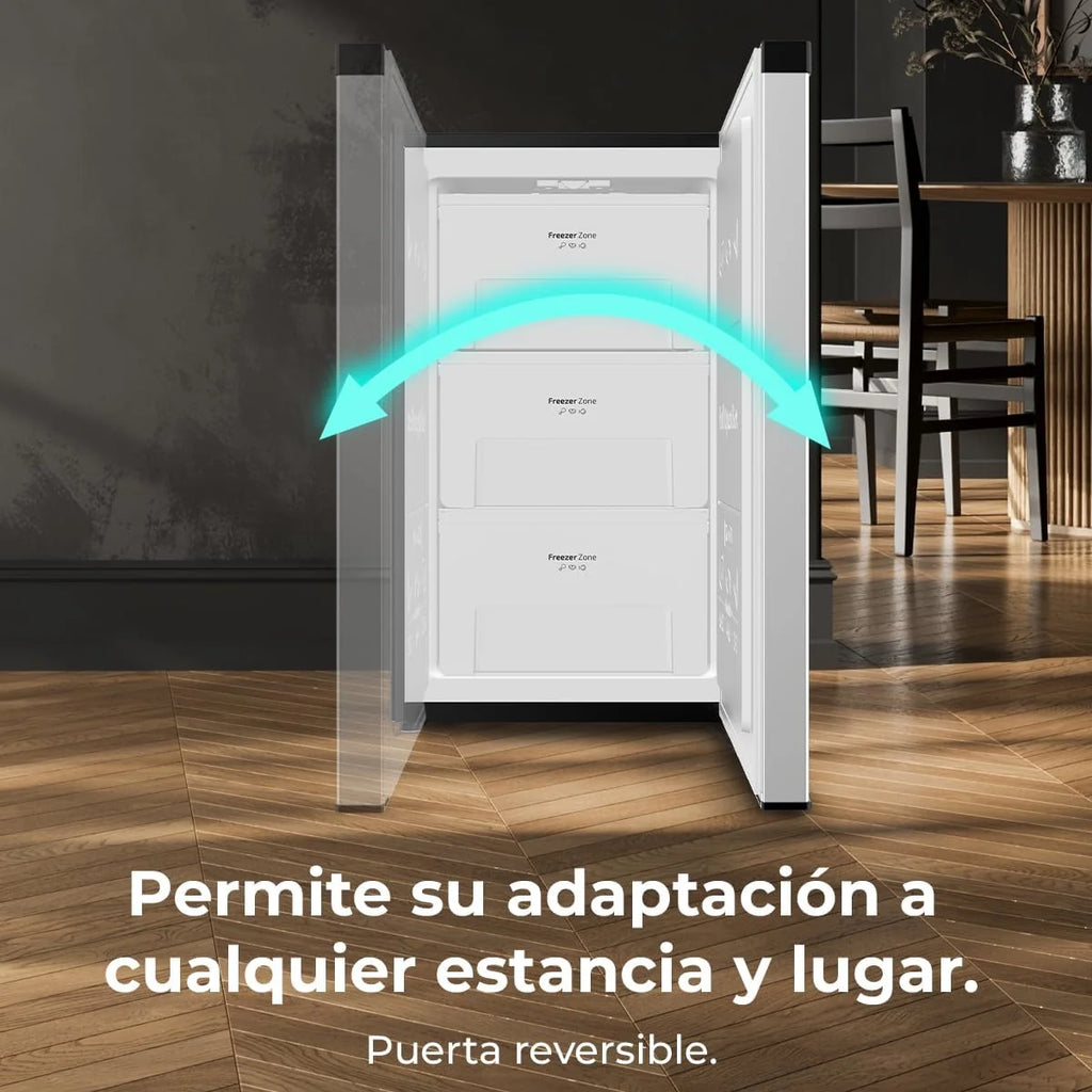 Cecotec Congelador Vertical de Bancada 87L Bolero CoolMarket TF 87 Inox. 83,6 cm de Altura e 50,6 cm de Largura, Baixo Consumo, Porta Plana e Reversível, Design Compacto, Branco