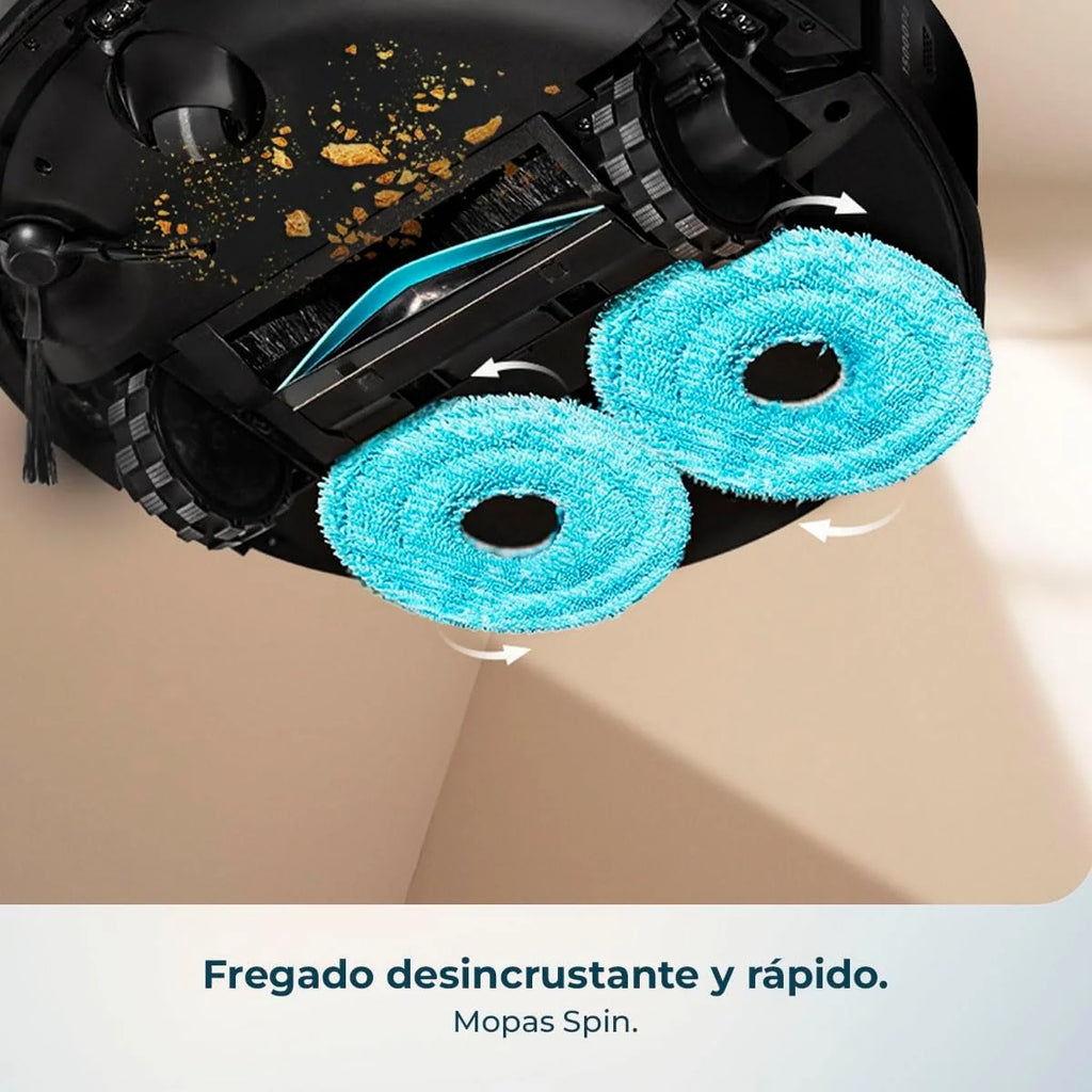 Cecotec Robô Aspirador e Passa Pano com Base de Esvaziamento Automático e App Conga X50 X-Treme. Navegação a Laser, Mapeamento Interativo, 15000Pa, Autonomia 240mins, Panos Eleváveis, Base com 3 Depósitos