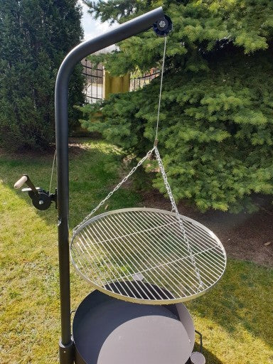 Grelhador de jardim guindaste com braço giratório grelha de aço inoxidável braseiro tripé