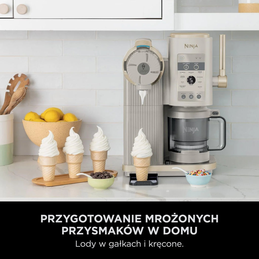 Ninja CREAMi Scoop and Swirl Máquina de Sorvete com 2 Potes, 13 Funções, Faz Sorvete, Gelato, Milkshakes e Mais, Função Mix-in, Dourado, NC701EUSTGD