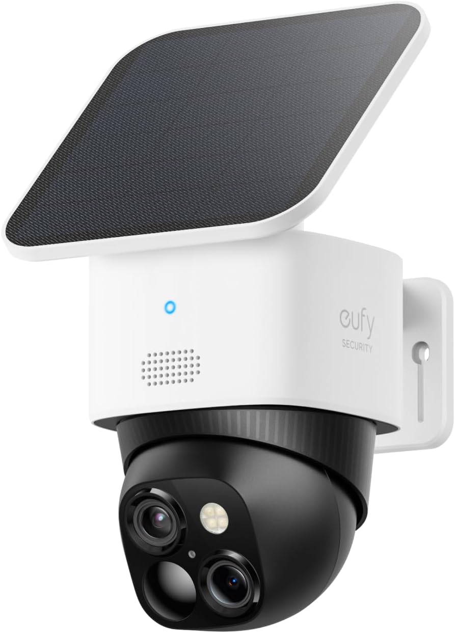 eufy Security SoloCam S340 Câmera de segurança solar com lentes duplas, câmera de segurança doméstica 3K externa sem fio, vigilância 360°, Wi-Fi 2,4 GHz, sem taxa mensal