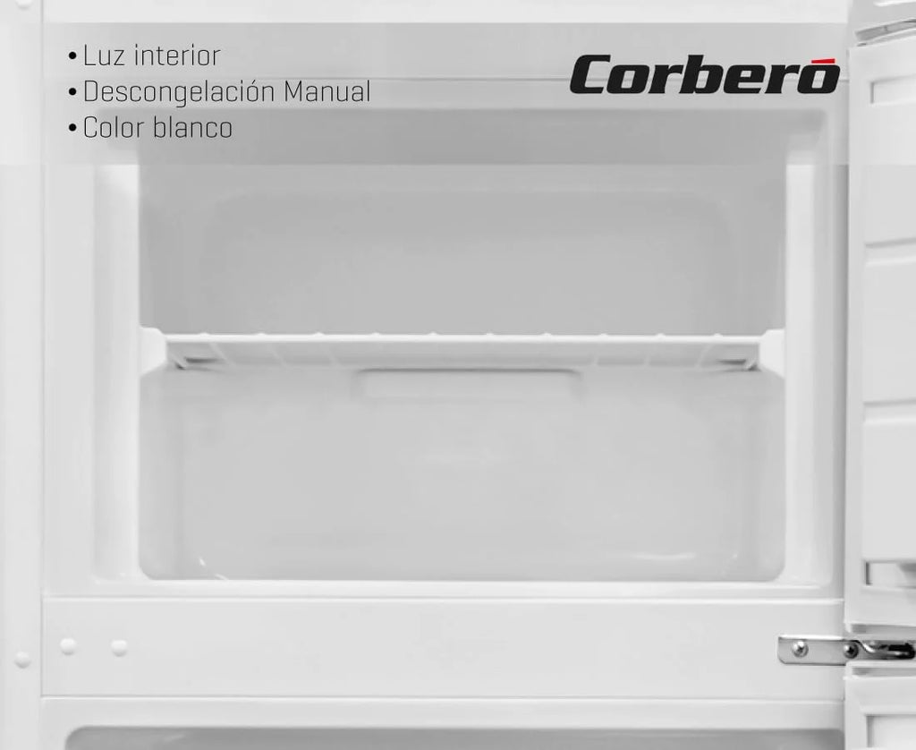 Corberó - Geladeira de 2 Portas | CF2PV21324W | 57x54x145 | Capacidade 212L | Luz Interna, Gaveta para Legumes, Prateleiras Ajustáveis na Porta, Degelo Manual, Prateleiras de Vidro, Porta-ovos, Bandejas de Gelo | Branco