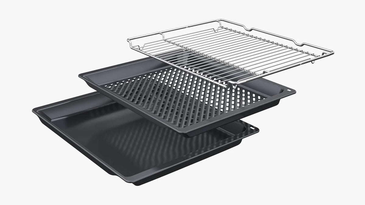 Bosch - Forno Multifunções Pirolítico, 60 cm. de largura, Série 6, Home Connect, 3D Hotair, Autolimpeza, Comandos ocultáveis, Preto, HBG578ES7