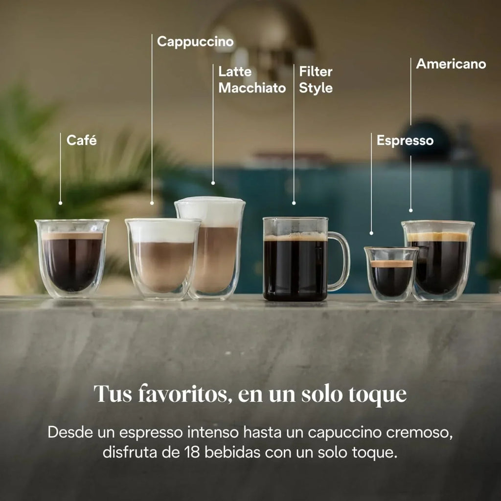 Cafeteira De'Longhi Perfetto Primadonna Soul ECAM612.55.SB Superautomática para Café e Cappuccino com Sistema de Leite LatteCrema, Tecnologia Bean to Cup, 18 Bebidas, Controle por Aplicativo