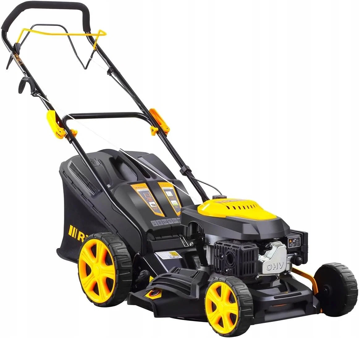 RPM 4735 Cortador de grama a gasolina, 47 cm, aço preto, 9 em 1, Multimodo, 31 kg, 7 posições, automotivo, motor OHV 146cc