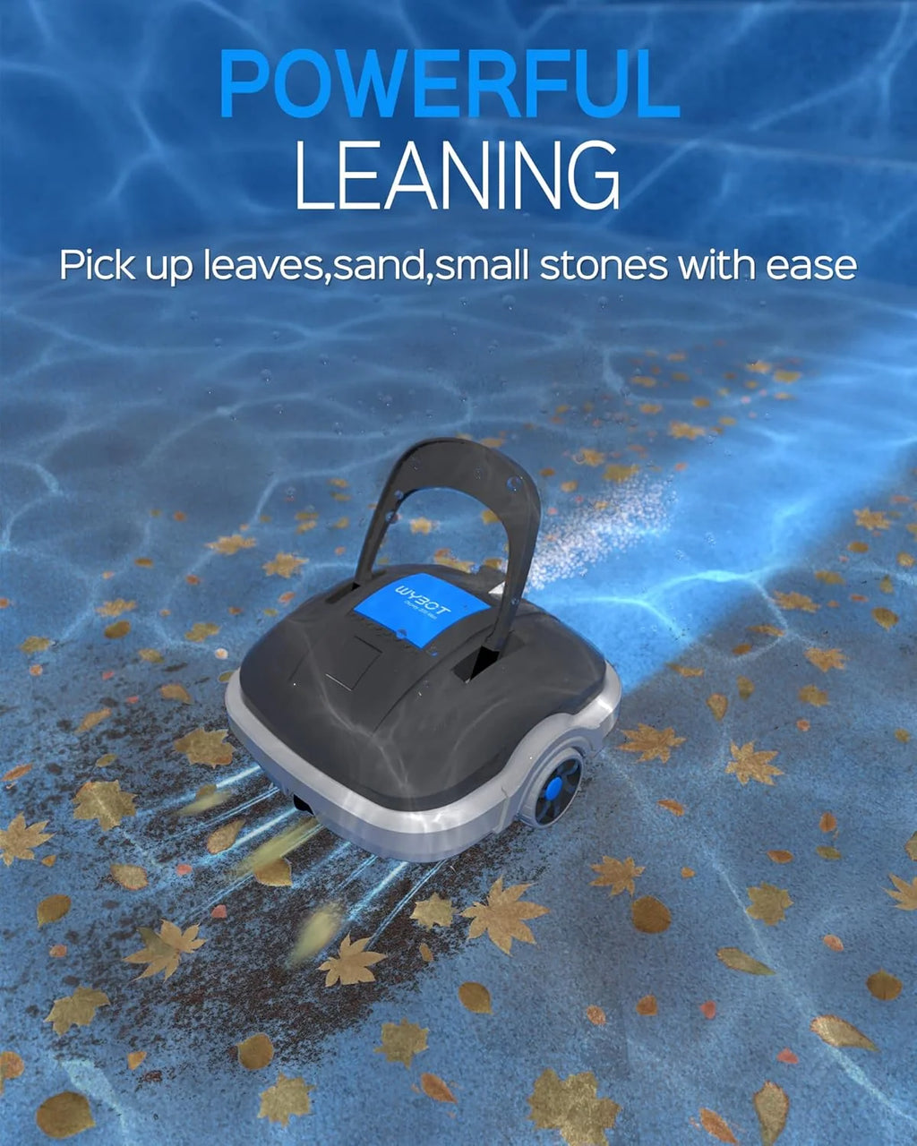 Robô Limpa Fundos de Piscina Elétrico Sem Fio para Piscinas de até 80m², 100 Minutos de Dupla Filtragem e Estacionamento Automático, Robô Limpa Fundos de Piscina com Motores de Tração Dupla