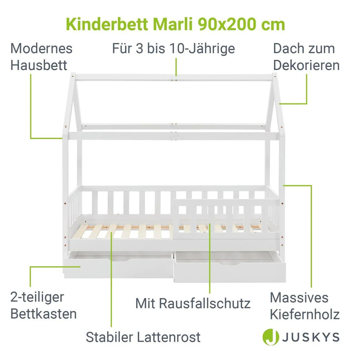 2026 Cama infantil Marli 90 x 200 cm com gavetas de armazenamento