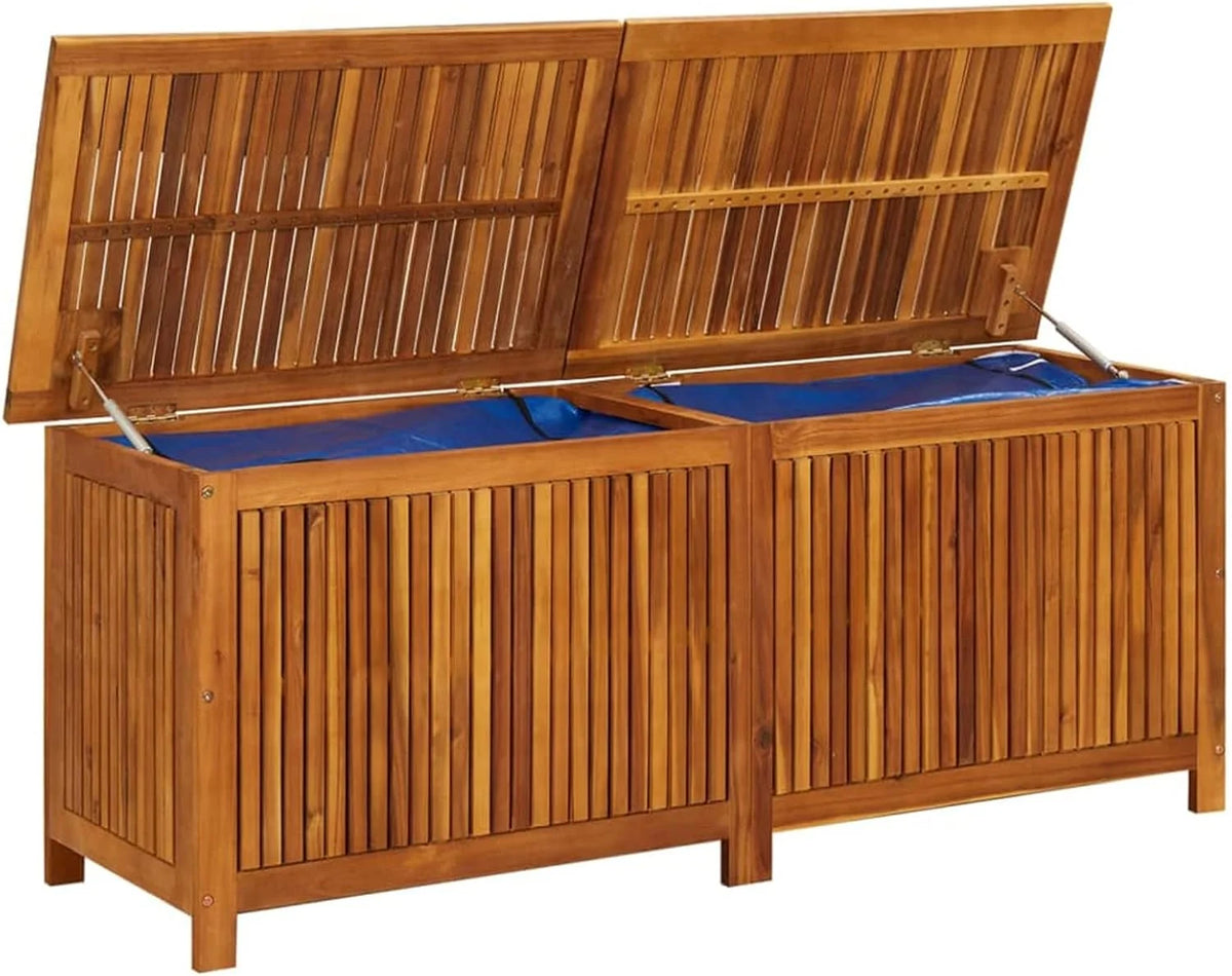 ARKEM Caixa de Armazenamento para Jardim Madeira Maciça Acácia 150x50x58 cm Móvel de Exterior Armário de Jardim Exterior Banco Arca para Jardim Exterior