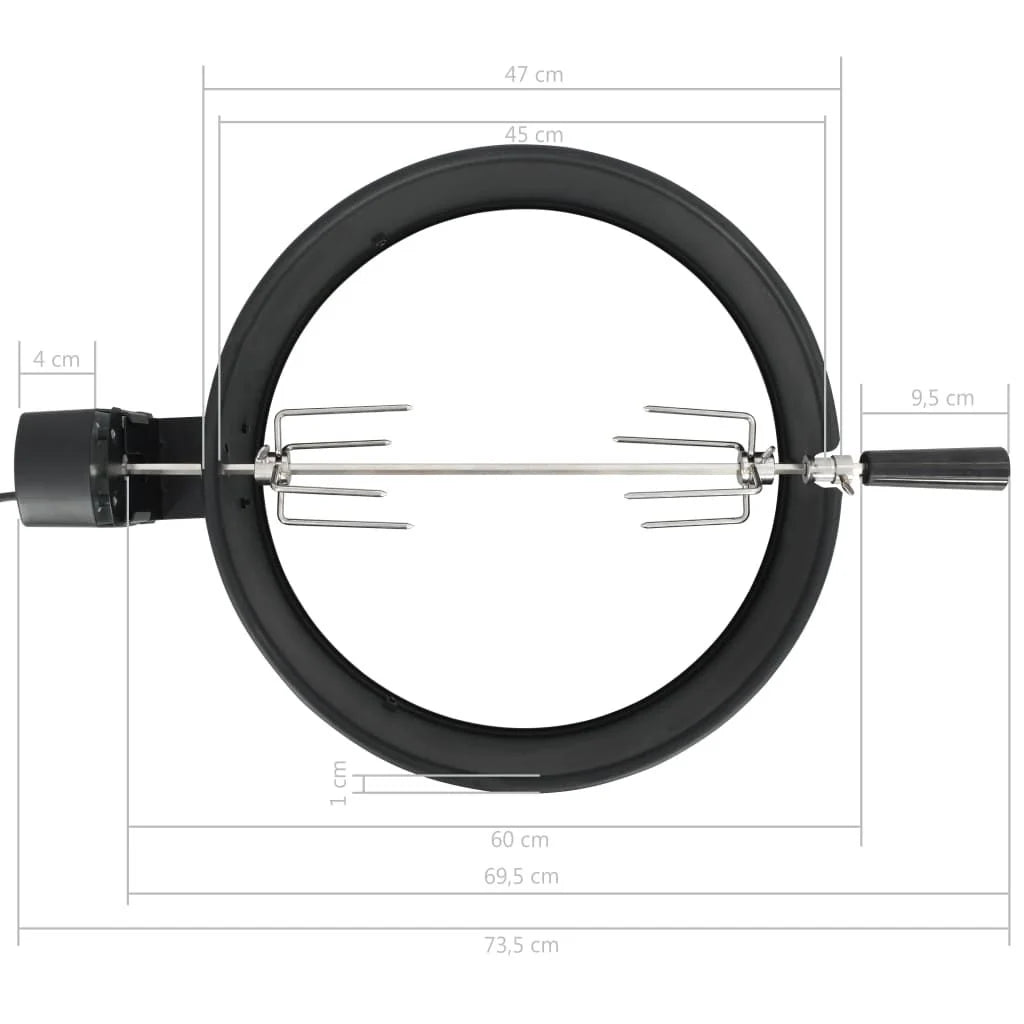 Kit De Anel Assador De Churrasco Preto 47 Cm Vidaxl