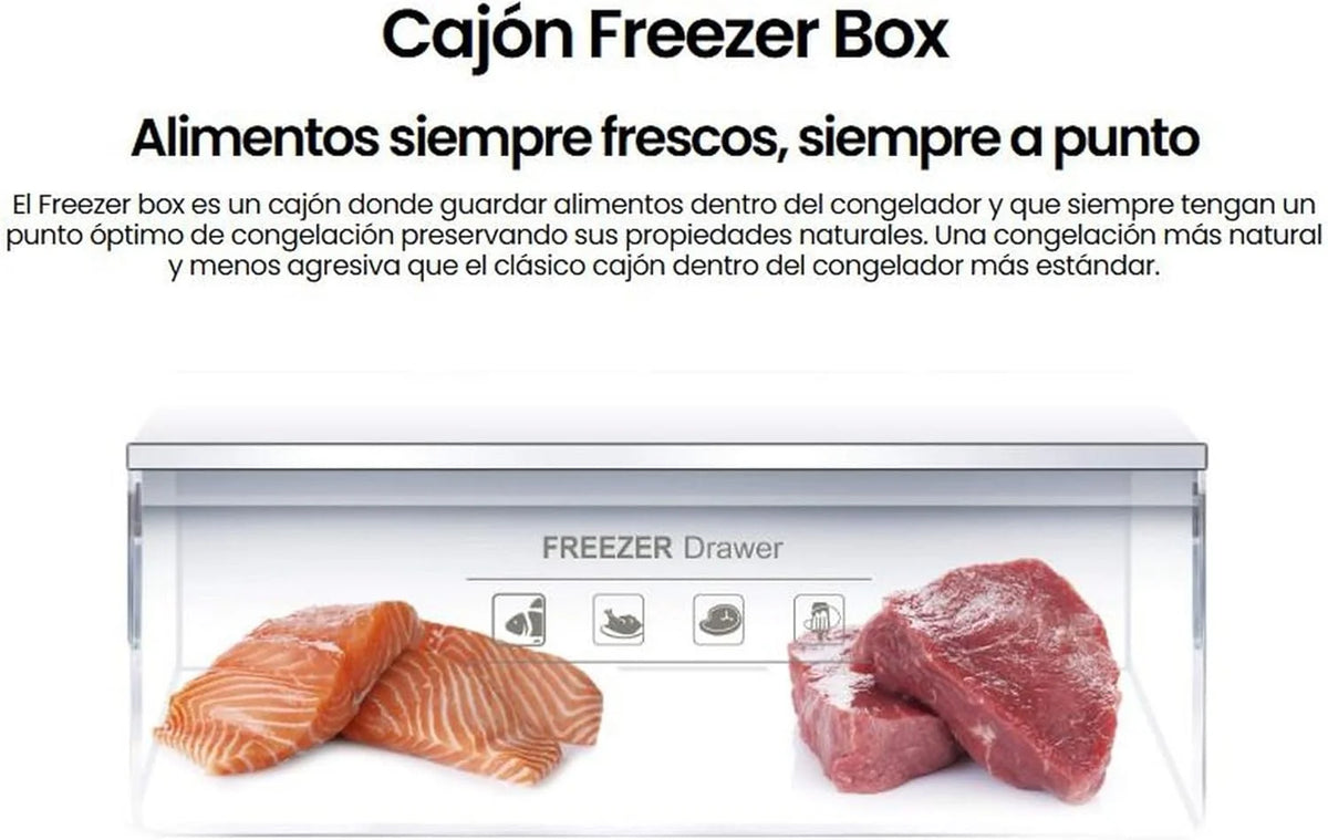 INFINITON CV-A85I - Congelador vertical, 80 litros, 85 cm, 3 gavetas, Controle de temperatura, Porta reversível, Ajuste de altura, E, Inox