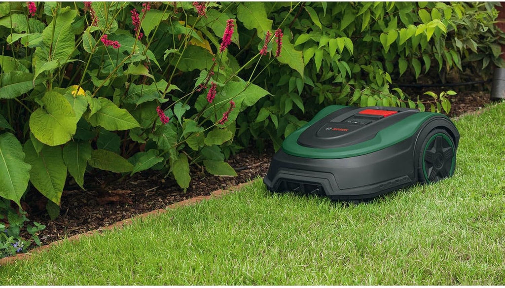 Bosch Robot cortador de grama Indego S+ 500 (com bateria 18V e função de aplicativo, base de carregamento incluída, largura de corte 19 cm, para áreas de gramado de até 500 m² e em caixa de papelão)