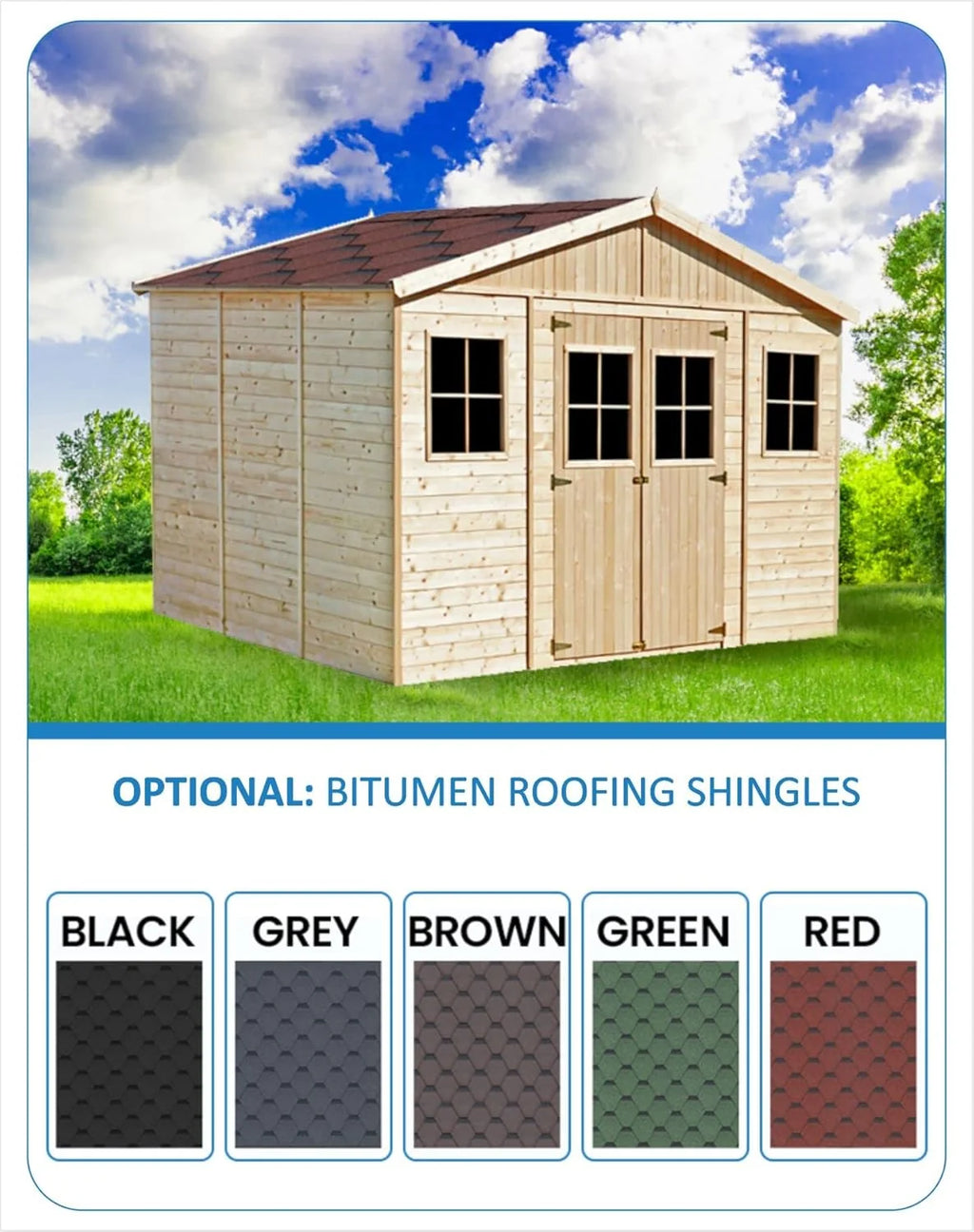 Garagem de Madeira Natural - galpão em Pinheiro/Abeto - A222x616x324 cm / 18 m² - Construção em Painéis - Oficina de jardinagem - Armazenamento de carros, galpão para Ferramentas-TIMBELA M102