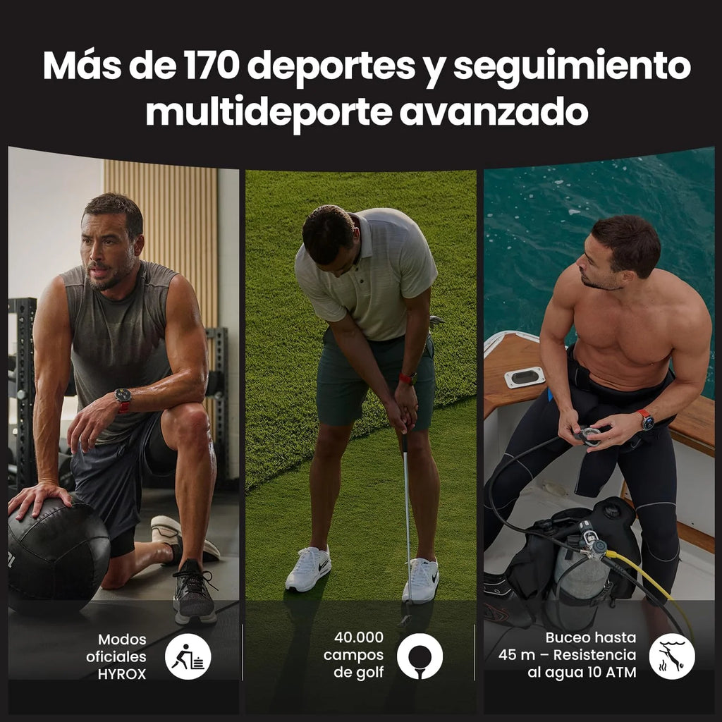 Amazfit Balance 2 Smartwatch Masculino 47mm, Tela AMOLED 1,5" Cristal Safira, smartwatch com NFC, GPS, bateria de 21 dias, +170 Modos Esportivos, Hyrox, Golf, para Android e iPhone
