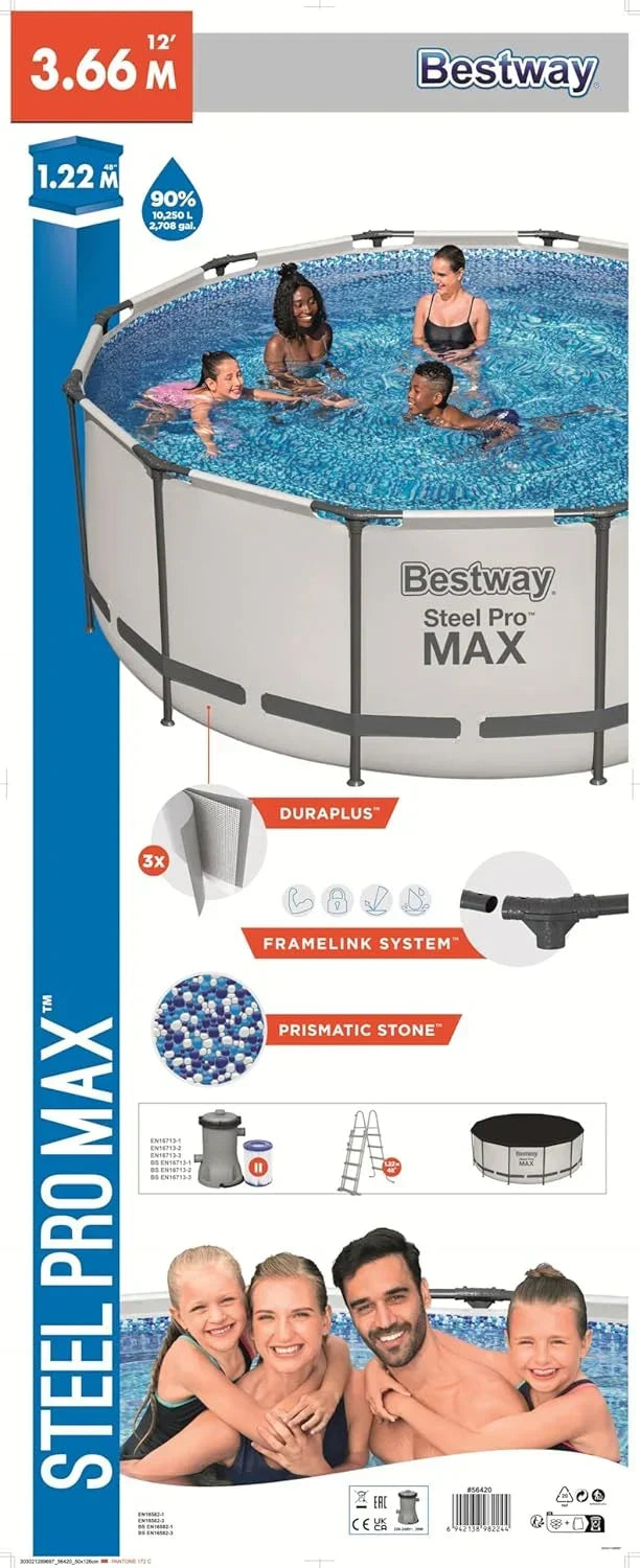 Piscina Bestway Steel Pro MAX 3,66 m x 1,22 m (12' x 48")