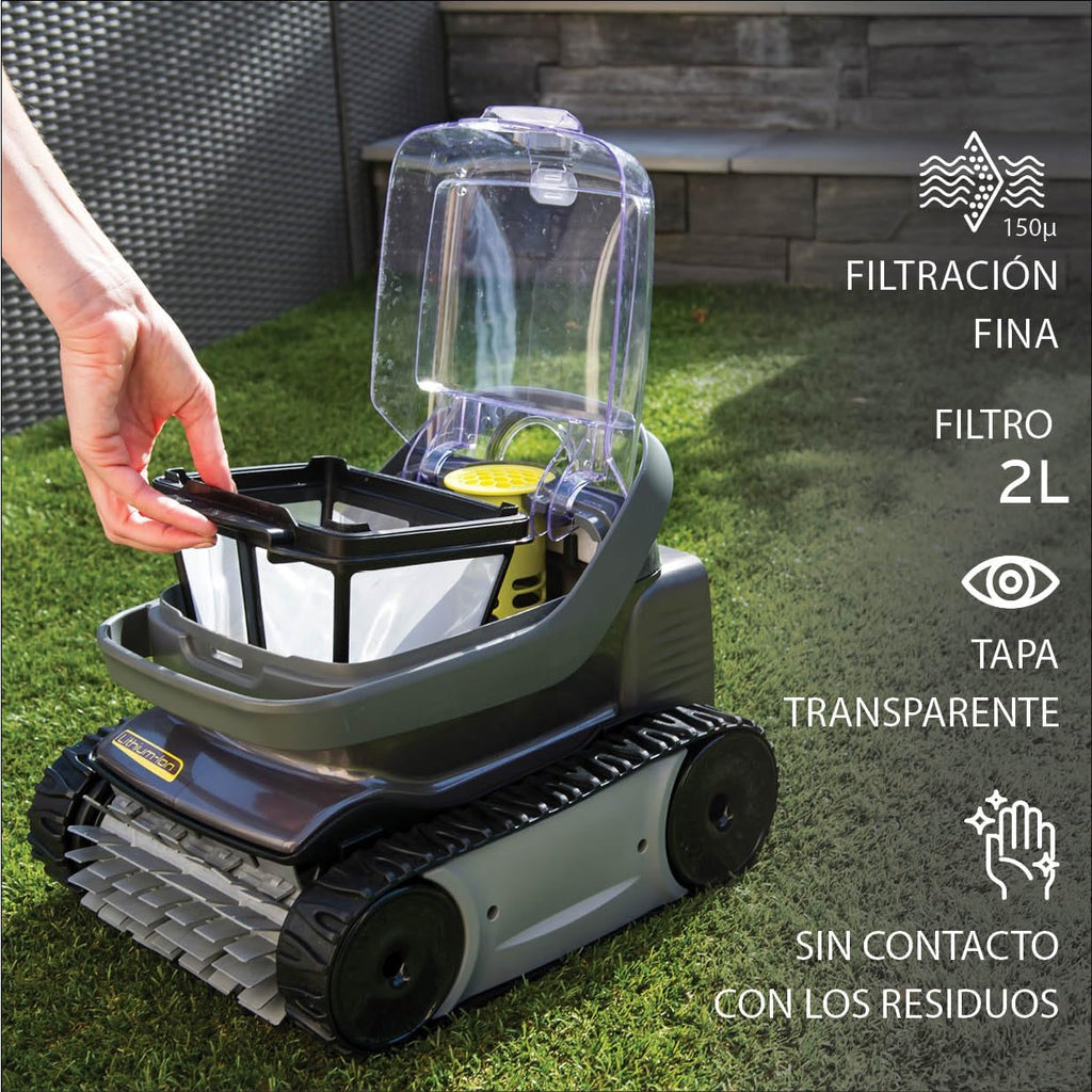 Robô de Limpeza Automático para Piscinas ZODIAC Pixel OP 32 para Piscinas até 8 x 4 m. Bateria de Lítio, Ciclo de 2h, Filtração Fina, Janela Transparente para Observar a Sujeira