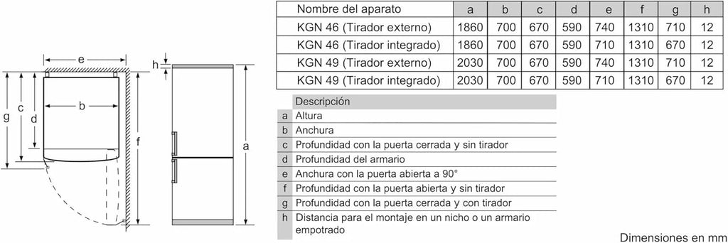 Bosch Série 4 - Combinado, NoFrost, 203 x 70 cm, 438 L, Tecnologia VitaFresh, Branco - KGN49XIDQ