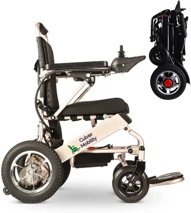 2025 Cadeira de Rodas Elétrica Culver Mobility, Scooter Elétrico Motorizado, Dobrável e Leve, Aprovada pela FDA, para Viagens de Avião (Rampa para Cadeira de Rodas de Presente Incluída) (Prata, 17.5 polegadas)