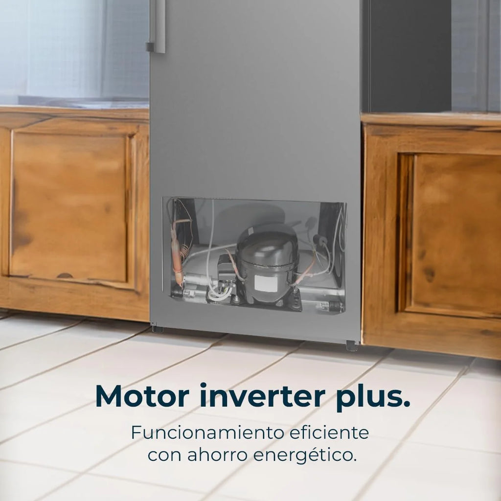Cecotec Congelador Vertical de 380L Bolero CoolMarket UF 380 Inox D. 1950W, Motor Inverter Plus, Baixo Consumo, Total No Frost, Display na porta, Conversível em frigorífico, Multi Airflow