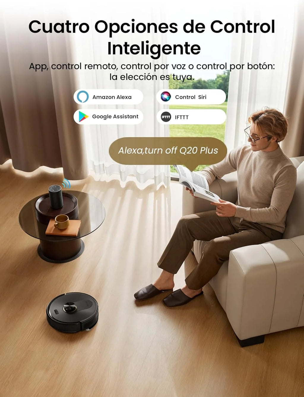 Proscenic Q20 Plus Robô Aspirador e Passa-Pano 10000 Pa/200Mins, com Base de Esvaziamento Automático de 4L sem Saco, Navegação e Mapeamento a Laser por App/Voz/Controle, para Chão, Tapetes e Pelos de Animais de Estimação