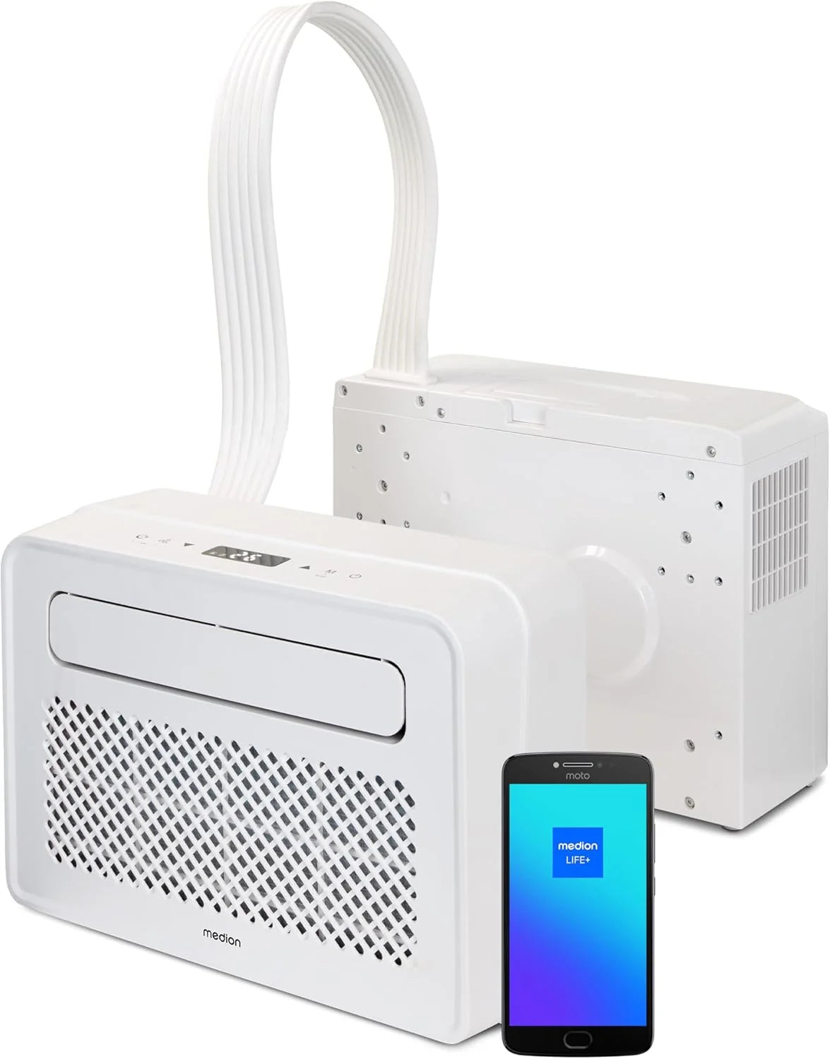 MEDION Smart Split Ar Condicionado para Caravana P502 (5000 BTU, 3 em 1, Arrefecimento, Desumidificação, Ventoinha, até 12 m², ideal para caravanas, autocaravanas, Modo Noturno, WiFi, App, MD 37735)