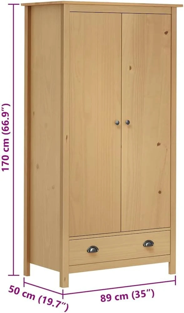 vidaXL Guarda-Roupa de 2 Portas Mobiliário para Roupa Armários de Quarto Organizador de Roupa Pendurada Armazenamento 89x50x170 cm Branco Madeira de Pinho