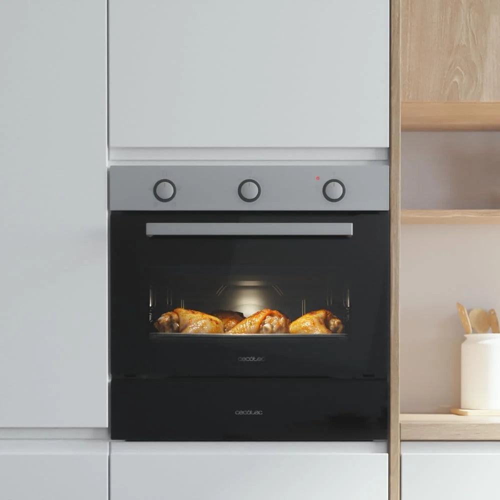 Forno Embutível Cecotec 45cm de Altura Convencional Bolero Hexa C134500 Inox A. 2600W, Capacidade de 56L, Baixo Consumo, 4 Funções, Temporizador, Limpeza a Vapor, Cozedura a Vapor