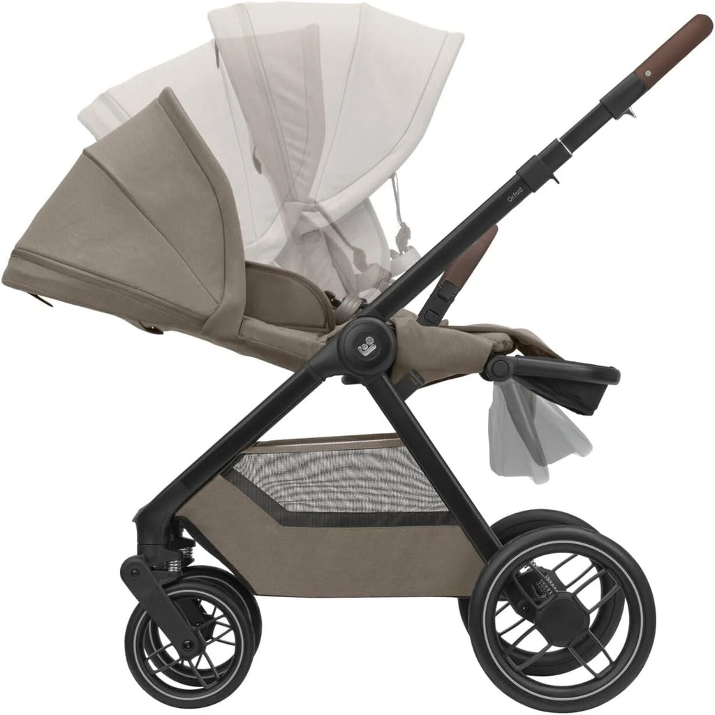 Carrinho de Bebê Maxi-Cosi Oxford, 0-4 anos, 0-22 kg, Dobra Compacta, Assento Espaçoso, Reclinação Ergonômica, Suspensão Avançada, 3 Posições de Reclínio, Cesto Amplo de 10 kg, Twillic Truffle