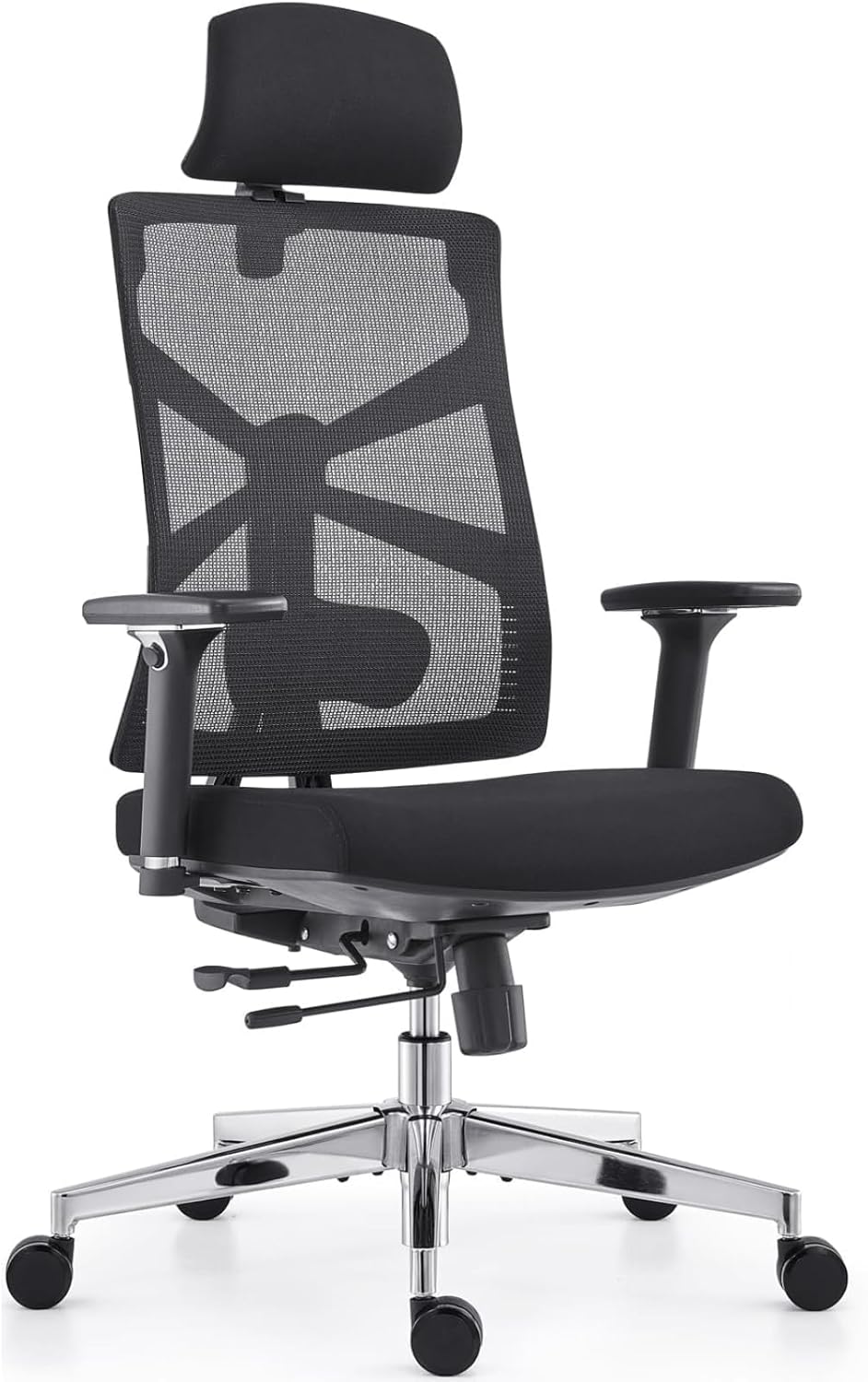 Cadeira de Escritório Ergonômica HOLLUDLE com Encosto Adaptável, Cadeira de Mesa Alta com Braços 4D, Profundidade do Assento Ajustável, Suporte Lombar e Apoio de Cabeça 2D
