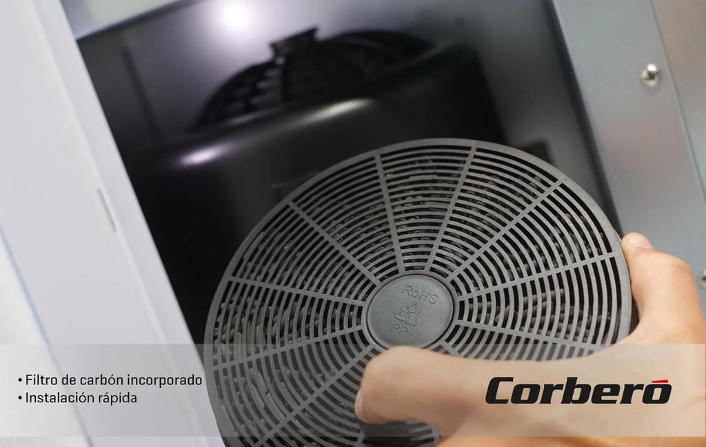 Corberó - Coifa Decorativa | NYASA9000B | 90 cm | 3 Velocidades, Controle Touch, Vazão 1000 m3/h | Vidro Preto