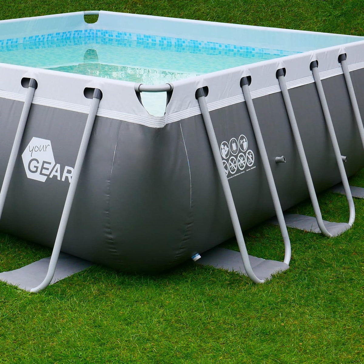 yourGEAR Piscina Familiar XL 3x3m - Piscina de Jardim com Estrutura de Aço Durável, 8100L