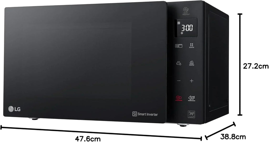 Forno Micro-ondas LG MH6535GIS com Tecnologia Inverter e Grill de Quartzo, 25 Litros de Capacidade, 1000 W, Programas Automáticos, Níveis de Potência Ajustáveis para Cozimento Ideal e Função EasyClean, Preto