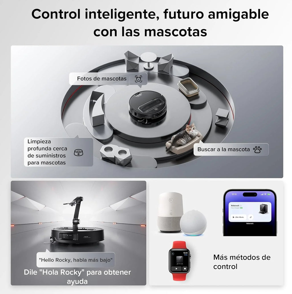 Roborock Saros Z70 Robô Aspirador com Braço Mecânico OmniGrip Dobrável de 5 Eixos, Sucção de 22000 Pa, Sistema Duplo Antiemaranhamento, Design Ultrafino de 7,98 cm e Desvio de 108 Tipos de Obstáculos, Preto