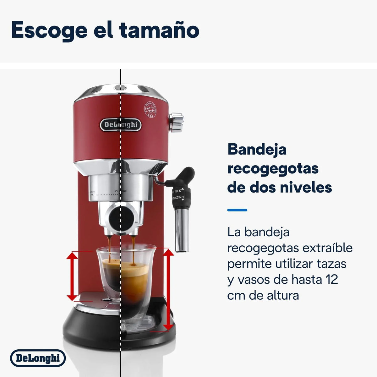 De'Longhi Dedica – Cafeteira Espresso Bomba de Aço Inoxidável para Café Moído ou Saches, Espresso e Cappuccino, Reservatório de 1.3 Litros, Sistema Anti-gotejamento, Modelo EC685.M, Cor Metal