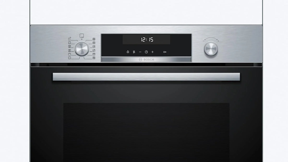 Bosch - Forno Multifunções Pirolítico, 60 cm. de largura, Série 6, Home Connect, 3D Hotair, Autolimpeza, Comandos ocultáveis, Preto, HBG578ES7