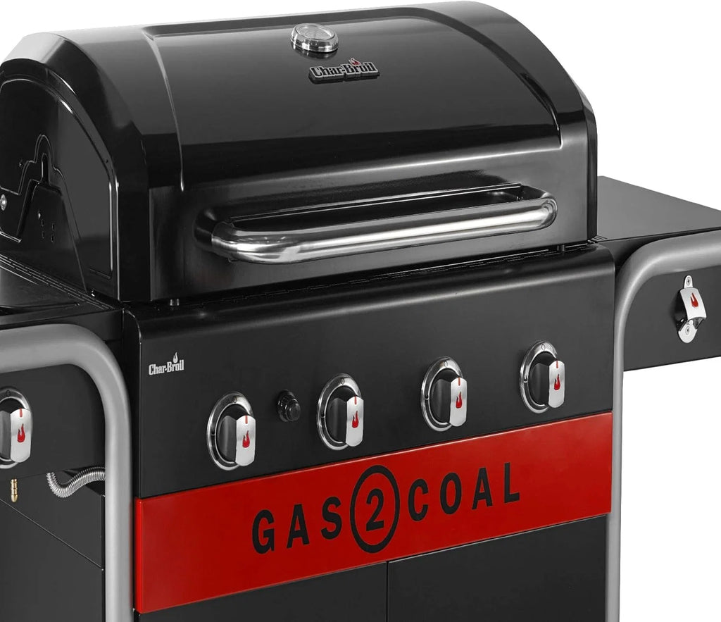 Char-Broil Churrasqueira a Gás Gas2Coal 2.0 440 - Churrasqueira Híbrida de 4 Queimadores com 2 Bandejas de Carvão Patenteadas, 2 Portas Grandes - Ideal para Cozinhar ao Ar Livre, Jardim e Pátio