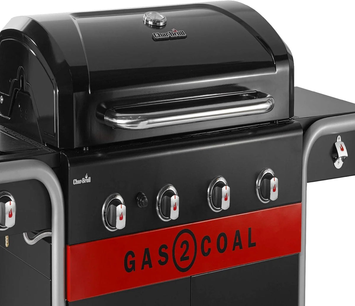 Char-Broil Churrasqueira a Gás Gas2Coal 2.0 440 - Churrasqueira Híbrida de 4 Queimadores com 2 Bandejas de Carvão Patenteadas, 2 Portas Grandes - Ideal para Cozinhar ao Ar Livre, Jardim e Pátio