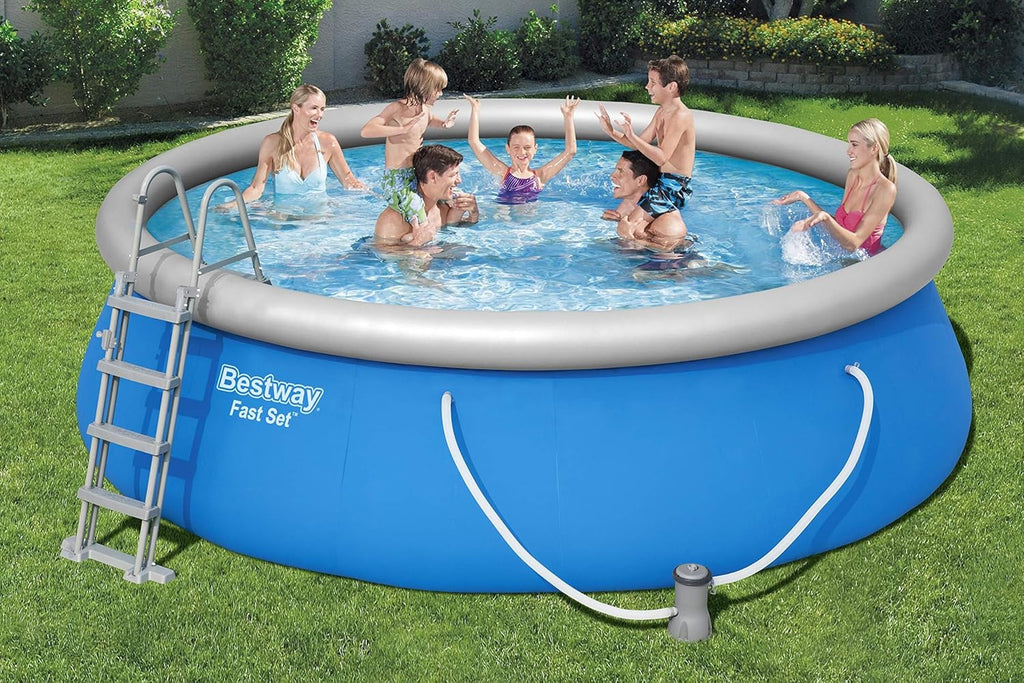 BESTWAY 56418 - Piscina Estrutural Steel Pro MAX 366 x 100 cm, com Bomba Filtrante de Cartucho 2.006 L/H e Escada