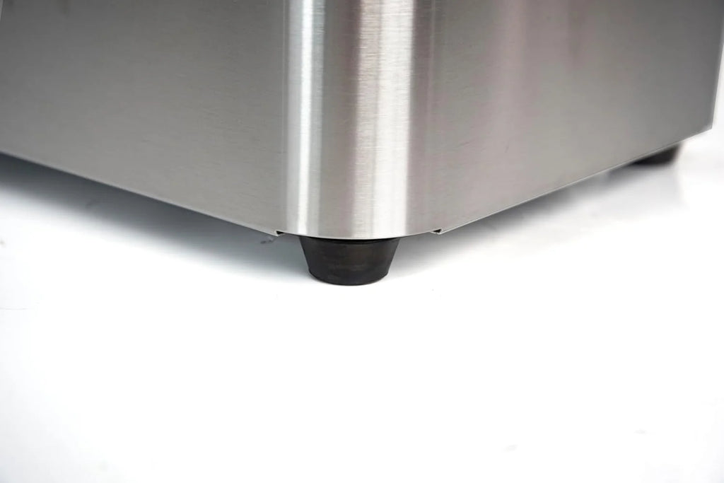 METRO Professional Fritadeira Dupla GDF5028, Aço Inox SS304, 2x 8 L, com Torneira, Regulador de Temperatura, Zona Fria, Prateado
