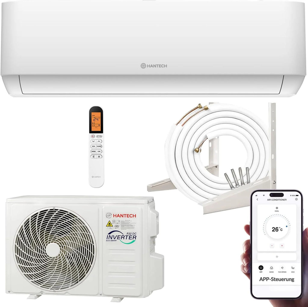 HANTECH Ar condicionado Split 12000 BTU H-PRO função de aquecimento e resfriamento, filtro de ar, WIFI, material de montagem