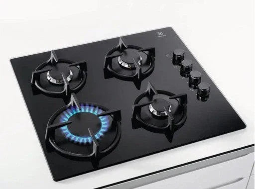Placa a gás ELECTROLUX EGG6407K 59x51cm 4 queimadores grelha de ferro fundido preta