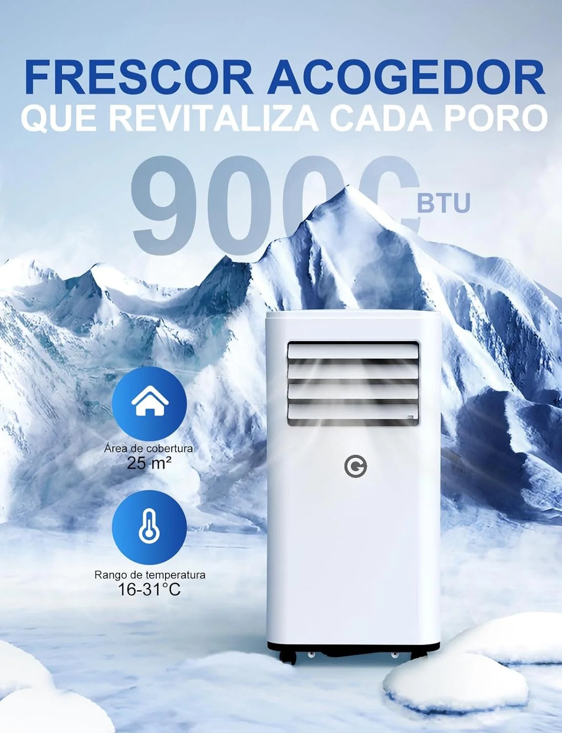 Ar Condicionado Portátil 9000 BTU, 4 em 1