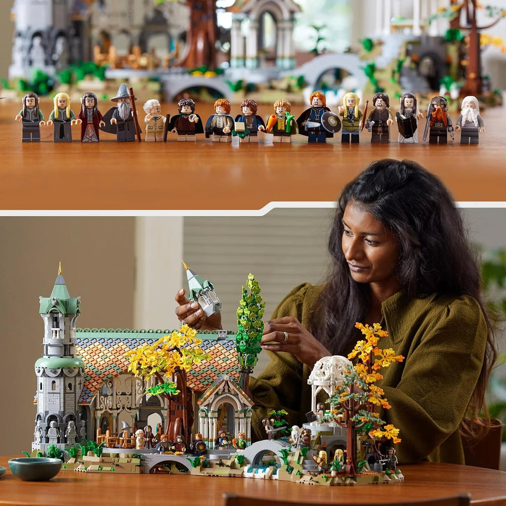 Ícones DE O SENHOR DOS ANÉIS: RIVENDELL - Presente de Dia dos Pais - Modelo para Construir da Terra Média - Conjunto Grande com 15 Minifiguras Incluindo Frodo, Bilbo, Gandalf e Legolas 10316