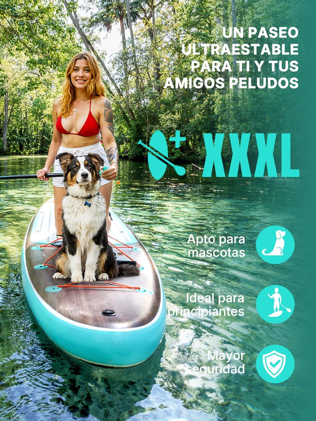 Niphean (Extra Grande) Prancha Inflável de Paddle Surf para 2+1 Pessoas/Família, Prancha de Paddle Surf com Quilha Balanceada (Adequada para Iniciantes), Capa Impermeável, Prancha de Sup para Adultos, Presente