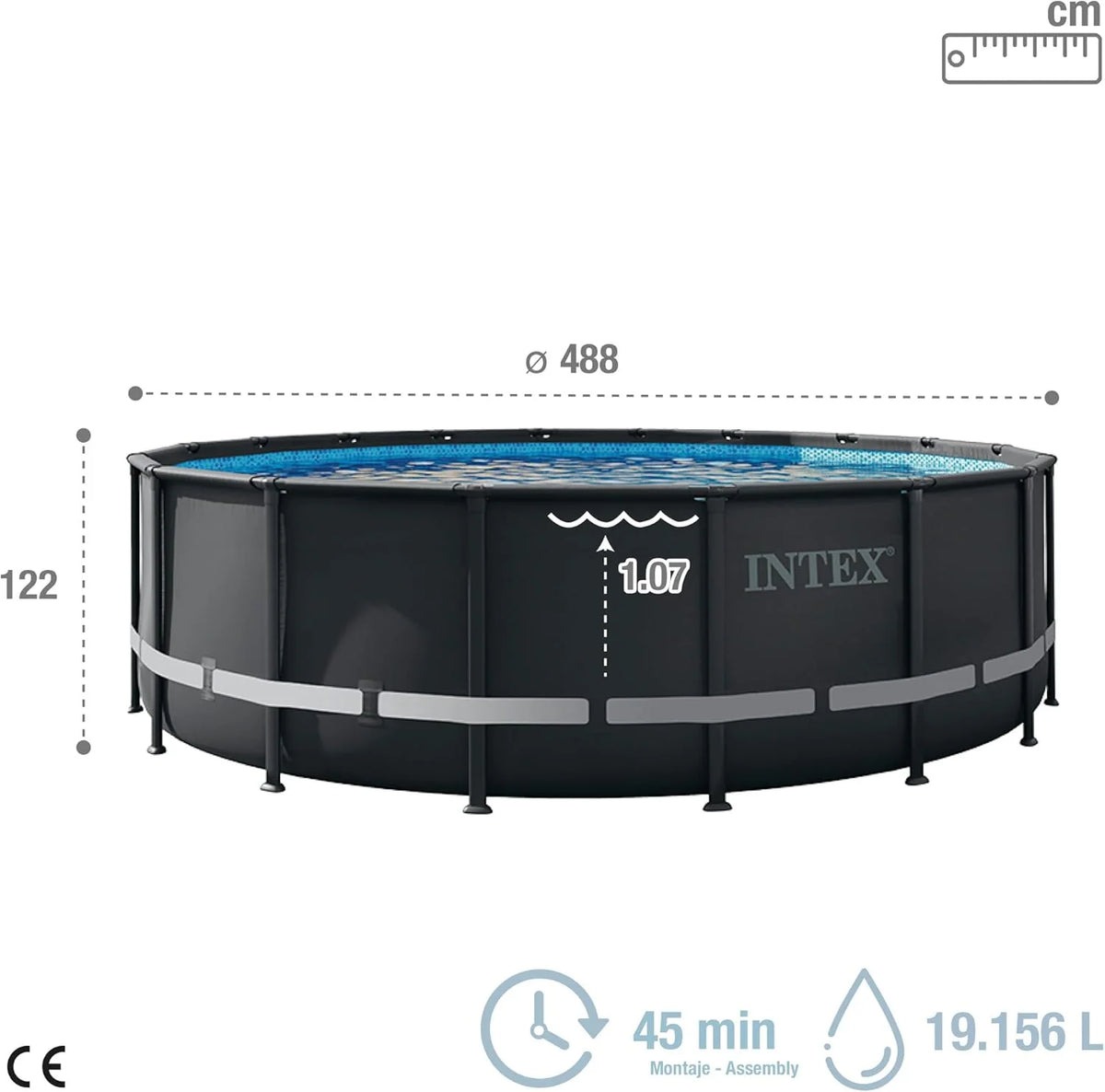 Intex Piscina redonda de estrutura ultra XTR Frame 488x122 cm com filtro (55216)